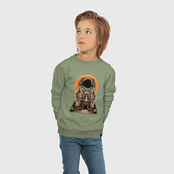 Свитшот хлопковый детский Космонавт диджей - cosmo DJ, цвет: авокадо — фото 2