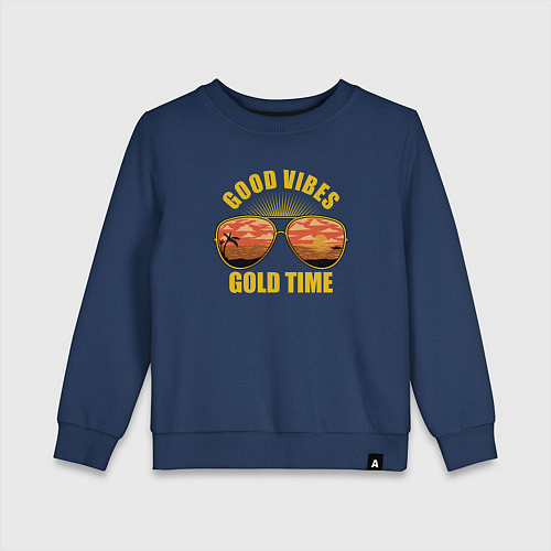 Детский свитшот Good vibes gold time / Тёмно-синий – фото 1