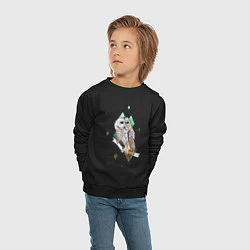Свитшот хлопковый детский Owl rhombus, цвет: черный — фото 2