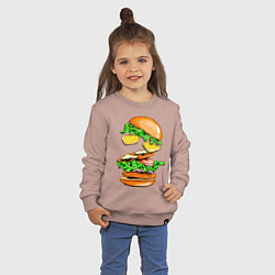 Свитшот хлопковый детский King Burger, цвет: пыльно-розовый — фото 2