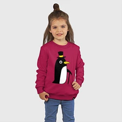 Свитшот хлопковый детский Пингвин в шляпе, цвет: маджента — фото 2
