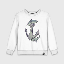 Свитшот хлопковый детский Sharks around the anchor, цвет: белый