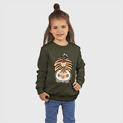 Свитшот хлопковый детский Семейка тигров, цвет: хаки — фото 2