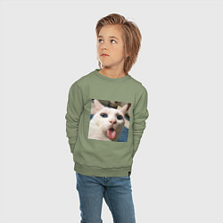 Свитшот хлопковый детский Мем про кота, цвет: авокадо — фото 2