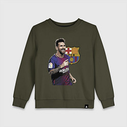 Свитшот хлопковый детский Lionel Messi Barcelona Argentina, цвет: хаки