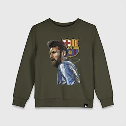 Свитшот хлопковый детский Lionel Messi Barcelona Argentina Striker, цвет: хаки