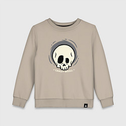 Свитшот хлопковый детский Crazy skull, цвет: миндальный