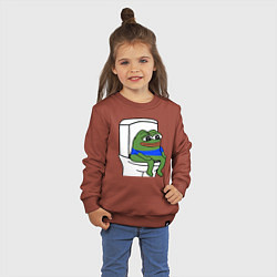 Свитшот хлопковый детский Лягушонок пепе, цвет: кирпичный — фото 2