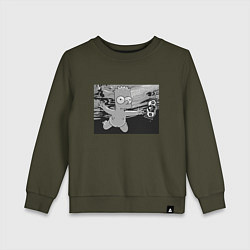 Свитшот хлопковый детский Simpsons x Nirvana, цвет: хаки