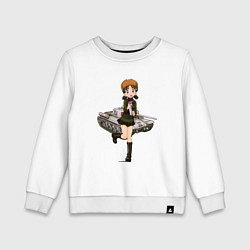 Свитшот хлопковый детский ТАНКИСТКА, цвет: белый