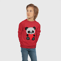 Свитшот хлопковый детский Love Панда, цвет: красный — фото 2
