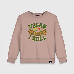 Свитшот хлопковый детский Vegan - How I Roll, цвет: пыльно-розовый