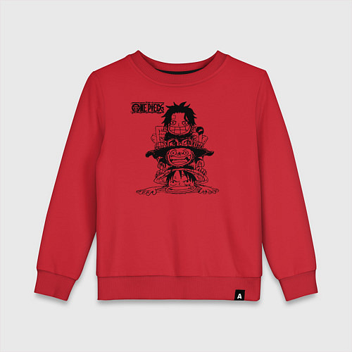 Детский свитшот Эйс, Луффи и Сабо - Братство ASL / Красный – фото 1