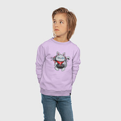 Свитшот хлопковый детский Кот - геймер, цвет: лаванда — фото 2