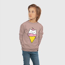 Свитшот хлопковый детский Ice Cream Cat, цвет: пыльно-розовый — фото 2