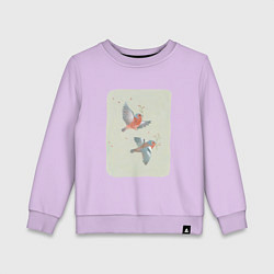 Свитшот хлопковый детский Весенние птицы, цвет: лаванда