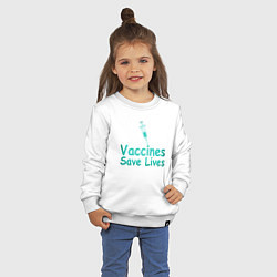 Свитшот хлопковый детский Вакцина спасает жизни, цвет: белый — фото 2
