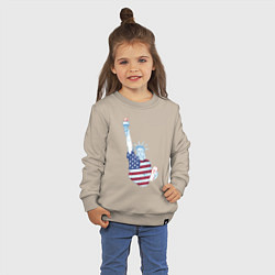 Свитшот хлопковый детский Статуя свобода, цвет: миндальный — фото 2