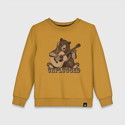 Детский свитшот Медведь играет на гитаре / Горчичный – фото 1