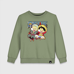 Свитшот хлопковый детский Малыши Зоро и Луффи One Piece, цвет: авокадо