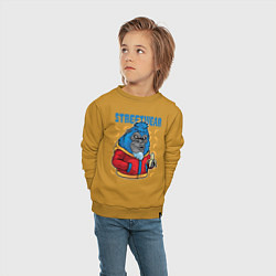 Свитшот хлопковый детский Обезьяна в куртке, цвет: горчичный — фото 2