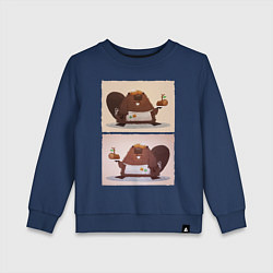 Свитшот хлопковый детский Бобер повар, цвет: тёмно-синий