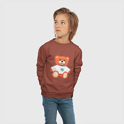 Свитшот хлопковый детский Медвежонок в маечке, цвет: кирпичный — фото 2