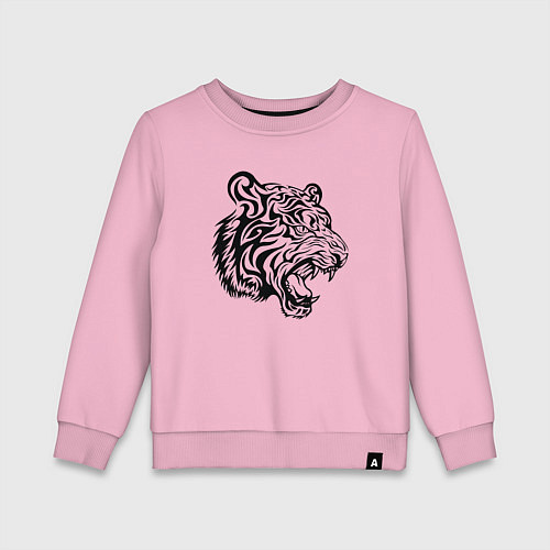 Детский свитшот Голова тигра тату / Светло-розовый – фото 1