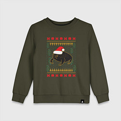 Свитшот хлопковый детский Рождественский свитер Жаба, цвет: хаки