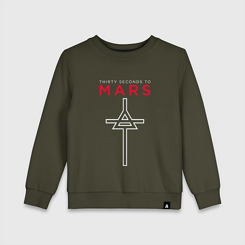 Детский свитшот 30 Seconds To Mars, logo / Хаки – фото 1