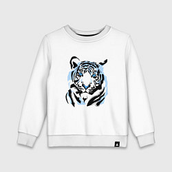 Свитшот хлопковый детский Line Blue Tiger, цвет: белый