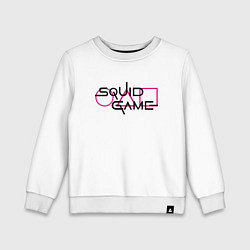 Свитшот хлопковый детский ИГРА В КАЛЬМАРА ФИГУРЫ ИГРЫ, ЛОГО, цвет: белый