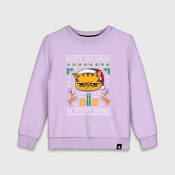 Свитшот хлопковый детский Christmas Cat, цвет: лаванда
