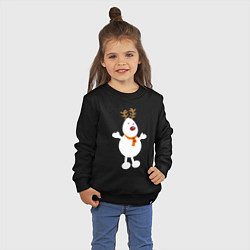 Свитшот хлопковый детский Олень снеговик 01, цвет: черный — фото 2