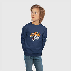 Свитшот хлопковый детский Голова разъяренного тигра, цвет: тёмно-синий — фото 2