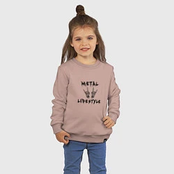 Свитшот хлопковый детский Металлика Metallica рок, цвет: пыльно-розовый — фото 2