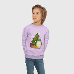 Свитшот хлопковый детский Тоторо новогодний, цвет: лаванда — фото 2