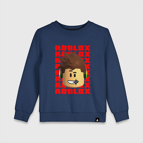Детский свитшот ROBLOX RED LOGO LEGO FACE / Тёмно-синий – фото 1
