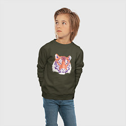 Свитшот хлопковый детский Тигра оранжевый, цвет: хаки — фото 2