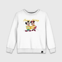Свитшот хлопковый детский Happy Holoday Mouse, цвет: белый