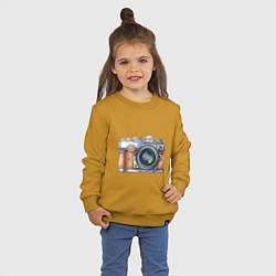 Свитшот хлопковый детский Ретро фотокамера, цвет: горчичный — фото 2