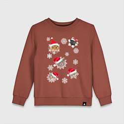 Детский свитшот Новогодние Коты в Шапках