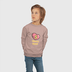 Свитшот хлопковый детский Money Heist Heart, цвет: пыльно-розовый — фото 2