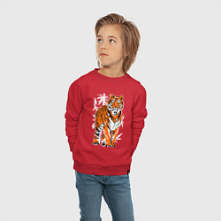 Свитшот хлопковый детский Тигр в джунглях, цвет: красный — фото 2
