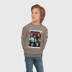 Свитшот хлопковый детский BTS БТС на обложке журнала, цвет: утренний латте — фото 2