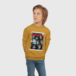 Свитшот хлопковый детский BTS БТС на обложке журнала, цвет: горчичный — фото 2