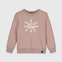 Свитшот хлопковый детский Snowflake Let it snow, цвет: пыльно-розовый
