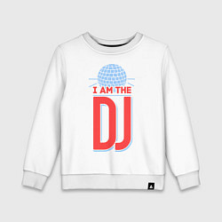 Свитшот хлопковый детский I am the DJ цвета белый — фото 1