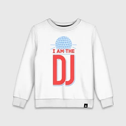 Свитшот хлопковый детский I am the DJ, цвет: белый