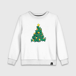 Свитшот хлопковый детский Christmas Tree Made Of Green Cats, цвет: белый